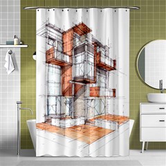 Rag-flats-onion-flats-llc-architecture-drawing Graffiti-architecture Shower Curtain 48  X 72  (small)  by Sudhe