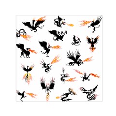 Dragon-phoenix-fire-bird-ancient Small Satin Scarf (square) by Sudhe