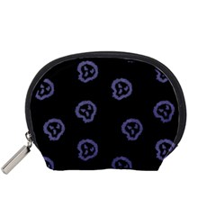 Purple Skulls On Dark Background Accessory Pouch (small) by SychEva