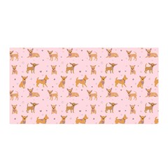 Cute Chihuahua With Sparkles On A Pink Background Satin Wrap by SychEva