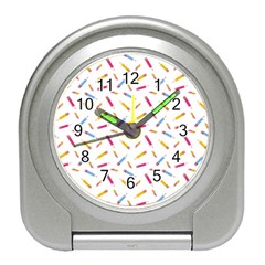 Multicolored Pencils And Erasers Travel Alarm Clock by SychEva