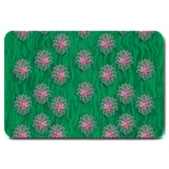 Lotus Bloom In The Blue Sea Of Peacefulness Large Doormat  by pepitasart