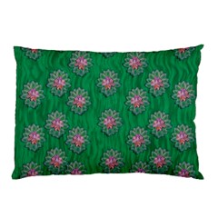 Lotus Bloom In The Blue Sea Of Peacefulness Pillow Case by pepitasart