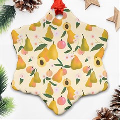 Yellow Juicy Pears And Apricots Snowflake Ornament (two Sides) by SychEva