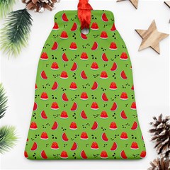 Juicy Slices Of Watermelon On A Green Background Bell Ornament (two Sides) by SychEva