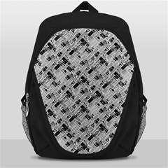 8 Bit Newspaper Pattern, Gazette Collage Black And White Backpack Bag by Casemiro