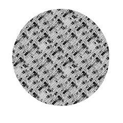 8 Bit Newspaper Pattern, Gazette Collage Black And White Mini Round Pill Box by Casemiro