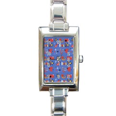 Blue 50s Rectangle Italian Charm Watch by NerdySparkleGoth