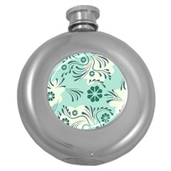 Folk Flowers Pattern  Round Hip Flask (5 Oz) by Eskimos