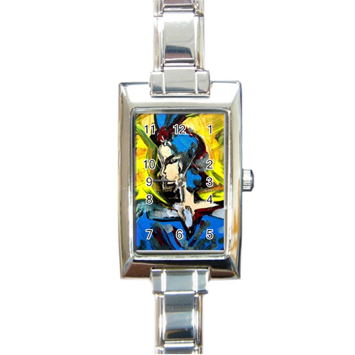 blue bird-1-4 Rectangle Italian Charm Watch