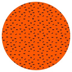 Halloween, Black Bats Pattern On Orange Round Trivet by Casemiro