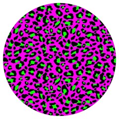 Pink And Green Leopard Spots Pattern Round Trivet by Casemiro