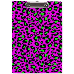 Pink And Green Leopard Spots Pattern A4 Clipboard by Casemiro