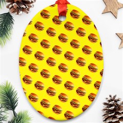 Vector Burgers, Fast Food Sandwitch Pattern At Yellow Oval Ornament (two Sides) by Casemiro