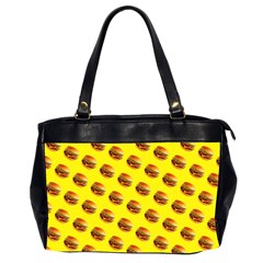 Vector Burgers, Fast Food Sandwitch Pattern At Yellow Oversize Office Handbag (2 Sides) by Casemiro