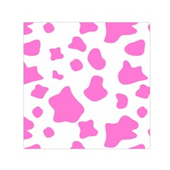 Pink Cow Spots, Large Version, Animal Fur Print In Pastel Colors Small Satin Scarf (square) by Casemiro