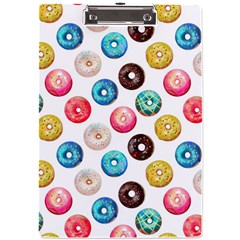 Delicious Multicolored Donuts On White Background A4 Clipboard by SychEva