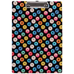 Multicolored Donuts On A Black Background A4 Clipboard by SychEva