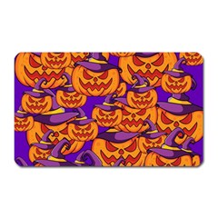 Purple And Orange Pumpkins, Crazy Halloween Pattern, Jack O  Lantern Magnet (rectangular) by Casemiro