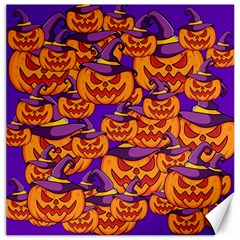 Purple And Orange Pumpkins, Crazy Halloween Pattern, Jack O  Lantern Canvas 20  X 20  by Casemiro