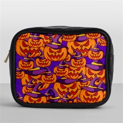 Purple And Orange Pumpkins, Crazy Halloween Pattern, Jack O  Lantern Mini Toiletries Bag (one Side) by Casemiro