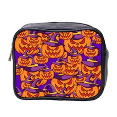 Purple And Orange Pumpkins, Crazy Halloween Pattern, Jack O  Lantern Mini Toiletries Bag (two Sides) by Casemiro