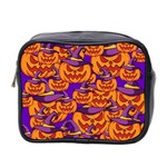 Purple and orange pumpkins, crazy Halloween pattern, Jack o  Lantern Mini Toiletries Bag (Two Sides) Front