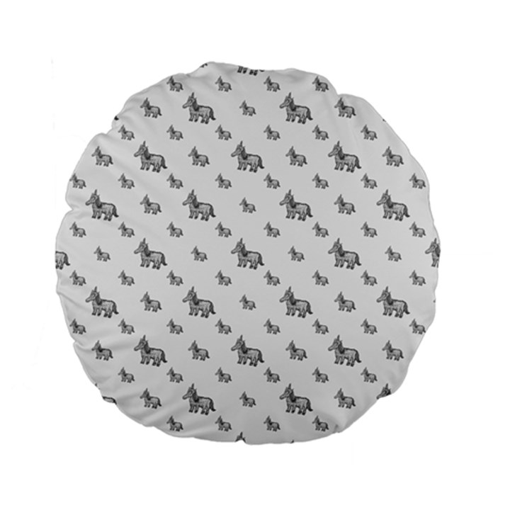 Grey Unicorn Sketchy Style Motif Drawing Pattern Standard 15  Premium Flano Round Cushions