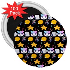 Cats Sun Stars 3  Magnets (100 Pack) by Sparkle