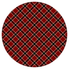 Dark Red Tartan, Retro Buffalo Plaid, Tiled Pattern Round Trivet by Casemiro