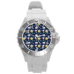 Autumn Pumpkins Round Plastic Sport Watch (l) by SychEva