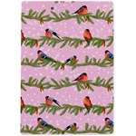 Bullfinches Sit On Branches On A Pink Background A4 Clipboard Back