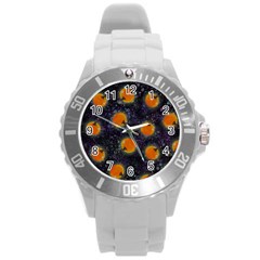 Space Pumpkins Round Plastic Sport Watch (l) by SychEva