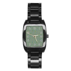 Illusion Waves Pattern Stainless Steel Barrel Watch by Sparkle