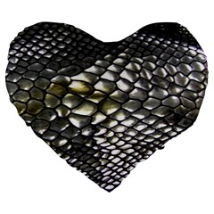 Snake Skin Large 19  Premium Flano Heart Shape Cushions by Sparkle