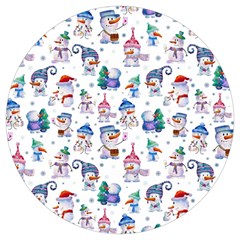 Cute Snowmen Celebrate New Year Round Trivet by SychEva