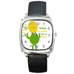 Lemon Over Pear Square Metal Watch Front