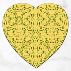 Floral Folk Damask Pattern Fantasy Flowers Floral Geometric Fantasy Jigsaw Puzzle (heart) by Eskimos