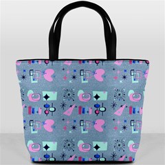 50s Diner Print Blue Bucket Bag by NerdySparkleGoth