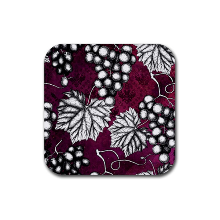 Grapes On Purple Rubber Coaster (Square)