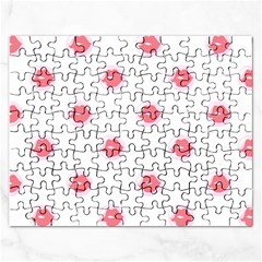 Lips Bubblegum Pattern Rectangular Jigsaw Puzzl by Littlebird