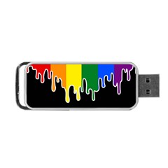 Gay Pride Flag Rainbow Drip On Black Blank Black For Designs Portable Usb Flash (one Side) by VernenInk