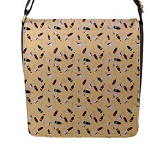 Festive Champagne Flap Closure Messenger Bag (l) by SychEva