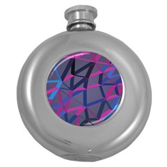 3d Lovely Geo Lines Round Hip Flask (5 Oz) by Uniqued