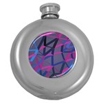 3d Lovely Geo Lines Round Hip Flask (5 oz) Front