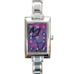 3d Lovely Geo Lines Rectangle Italian Charm Watch Front