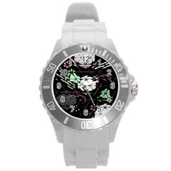 Digital Illusion Round Plastic Sport Watch (l) by Sparkle