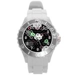 Digital Illusion Round Plastic Sport Watch (L) Front