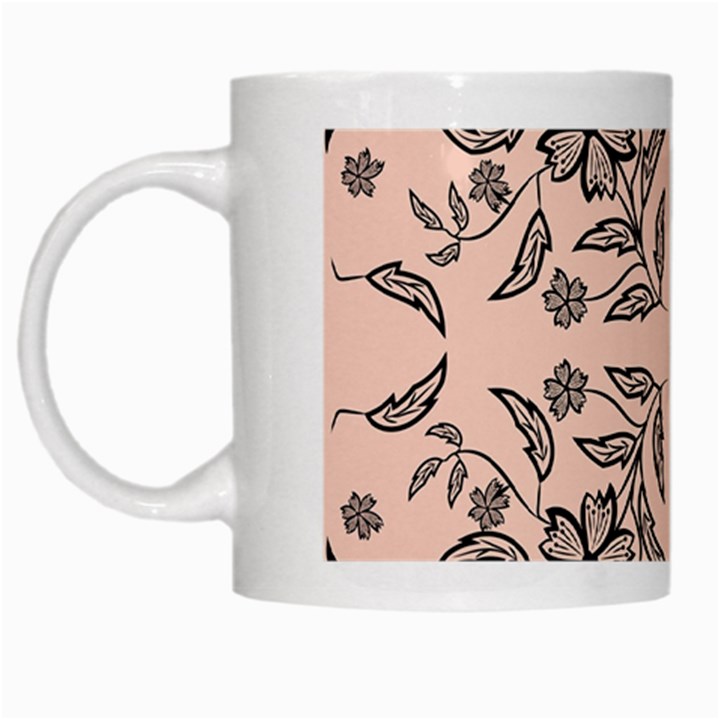 Floral folk damask pattern  White Mugs