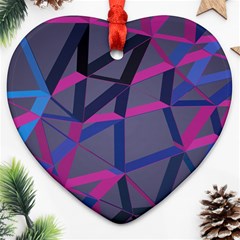 3d Lovely Geo Lines Ornament (heart) by Uniqued